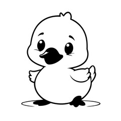 Simple vector illustration of Duck drawing for toddlers colouring page