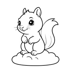 Cute vector illustration Squirrel drawing for kids colouring activity