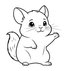 Simple vector illustration of Chinchilla drawing for kids page