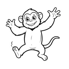 Cute vector illustration Chimpanzee for kids coloring activity page