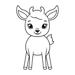 Simple vector illustration of Deer hand drawn for kids page