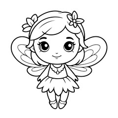 Simple vector illustration of Fairy for toddlers colouring page