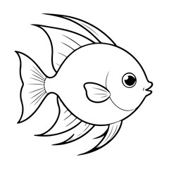 Obraz premium Vector illustration of a cute Angelfish drawing for kids page