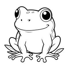 Simple vector illustration of Frog drawing for toddlers colouring page