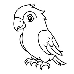 Cute vector illustration Parrot drawing for kids colouring activity