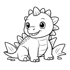 Cute vector illustration Stegosaurus for kids coloring activity page