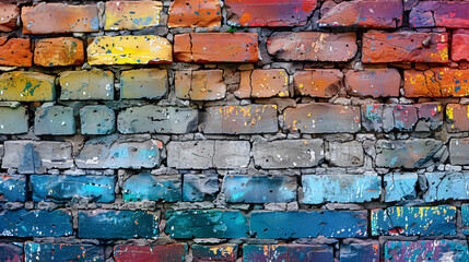 Rainbow flags collared rustic brick wall brickwork
