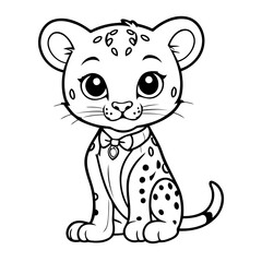 Vector illustration of a cute Cheetah drawing colouring activity