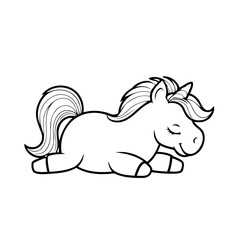 Simple vector illustration of Horse for toddlers colouring page