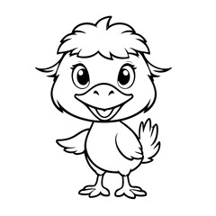 Simple vector illustration of Ostrich hand drawn for toddlers