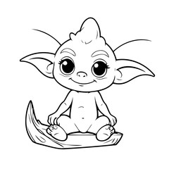 Vector illustration of a cute Goblin doodle colouring activity for kids