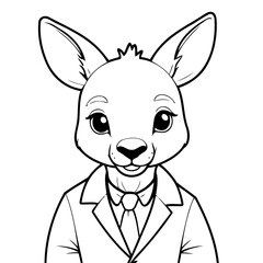 Simple vector illustration of Kangaroo hand drawn for toddlers
