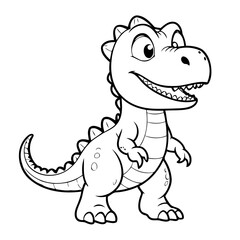 Vector illustration of a cute Allosaurus drawing for kids colouring activity