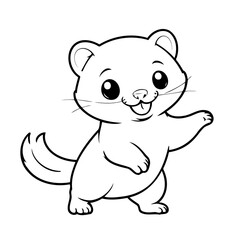 Simple vector illustration of Ferret for kids coloring page