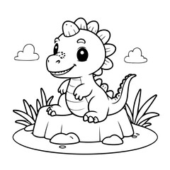 Cute vector illustration Dino hand drawn for kids page