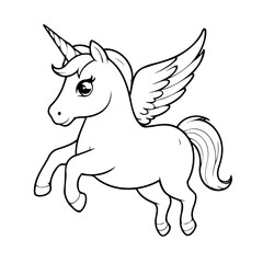 Vector illustration of a cute Unicorn drawing colouring activity