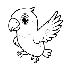 Simple vector illustration of Parrot drawing for kids colouring page