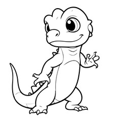 Simple vector illustration of Lizard hand drawn for kids coloring page