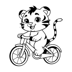 Vector illustration of a cute Tiger doodle for children worksheet