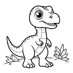 Simple vector illustration of Velociraptor for kids colouring worksheet