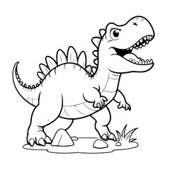Vector illustration of a cute Spinosaurus drawing for colouring page