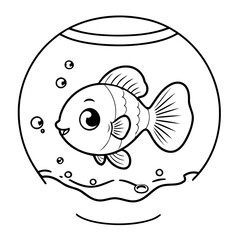 Cute vector illustration Guppy for kids colouring page