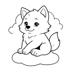 Simple vector illustration of Wolf drawing for kids colouring activity