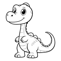 Vector illustration of a cute Diplodocus drawing for toddlers book