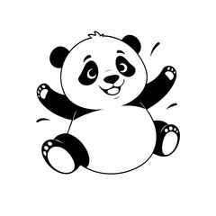 Cute vector illustration Panda drawing for toddlers colouring page