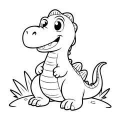 Cute vector illustration Spinosaurus drawing for kids colouring page