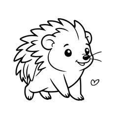 Simple vector illustration of Hedgehog for children colouring activity
