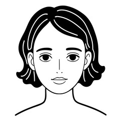 Simple vector illustration of Girl colouring page for kids