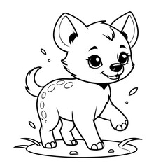 Vector illustration of a cute Hyena drawing for kids colouring page