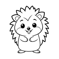 Vector illustration of a cute Hedgehog drawing for kids colouring activity