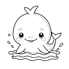 Vector illustration of a cute Whale drawing colouring activity