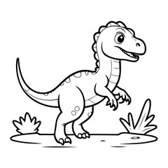 Vector illustration of a cute Velociraptor drawing for toddlers colouring page