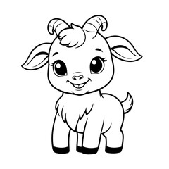Simple vector illustration of Goat drawing for kids page