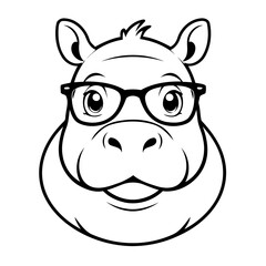 Cute vector illustration Hippo for toddlers colouring page