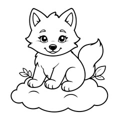 Simple vector illustration of Wolf hand drawn for kids page