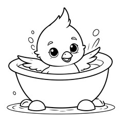 Cute vector illustration Cardinal doodle black and white for kids page