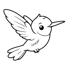 Vector illustration of a cute Hummingbird doodle for kids colouring page
