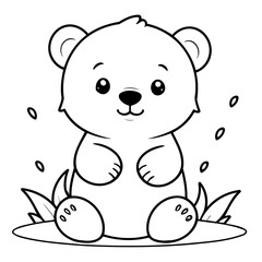 Naklejka premium Cute vector illustration Bear doodle for children worksheet