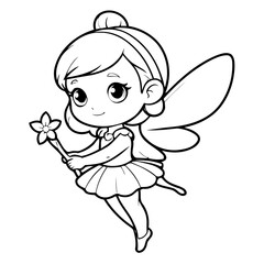 Simple vector illustration of Fairy drawing for toddlers book