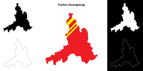 Foshan blank outline map set