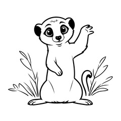 Simple vector illustration of Meerkat hand drawn for kids page