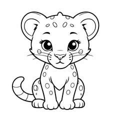 Simple vector illustration of Cheetah doodle for toddlers worksheet