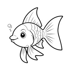 Simple vector illustration of Swordtail drawing for toddlers colouring page
