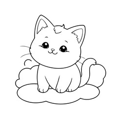 Simple vector illustration of Cat drawing colouring activity