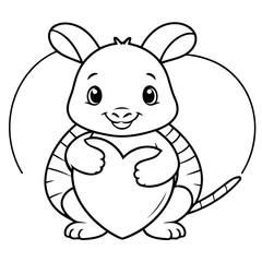Cute vector illustration Armadillo for kids colouring page