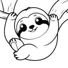 Cute vector illustration Sloth drawing colouring activity